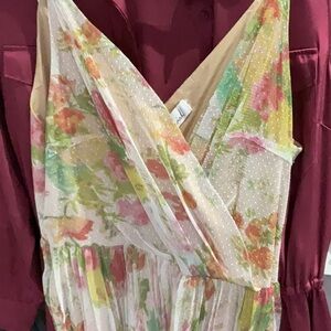 Mesh Floral Pleated Skirt Dress